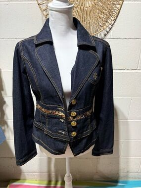 Hydraulic Dark Indigo Denim Jacket with Gold Buttons